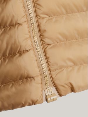 beige adaptive padded hooded jacket for women tommy hilfiger