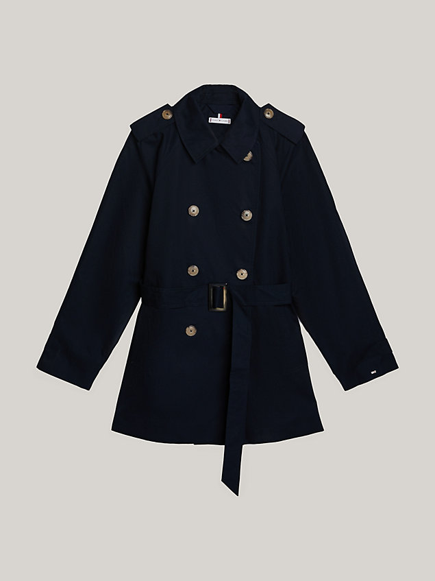 blue adaptive belted trench coat for women tommy hilfiger
