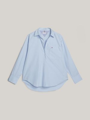 Chemise oversize à poche plaquée, Bleu