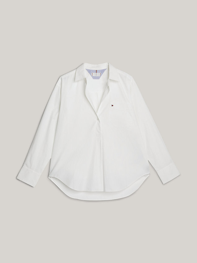 white adaptive patch pocket oversized shirt for women tommy hilfiger