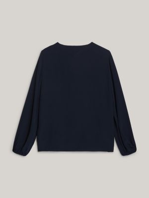 blusa adaptive relaxed fit in crêpe blu da donne tommy hilfiger