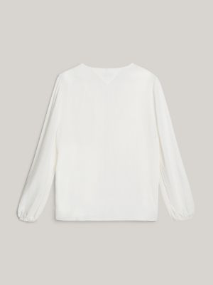 blusa adaptive relaxed fit in crêpe bianco da donne tommy hilfiger