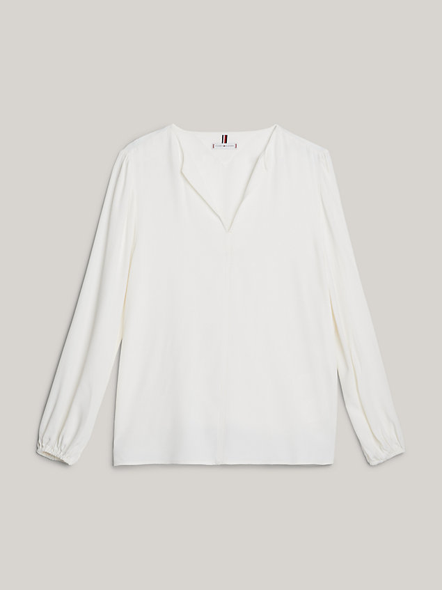 white adaptive relaxed fit krepp-bluse für damen - tommy hilfiger