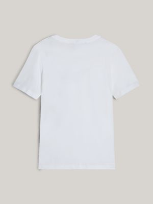 weiß adaptive logo-t-shirt mit rundhalsausschnitt für damen - tommy hilfiger