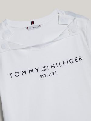 t-shirt adaptive à col ras-du-cou et logo blanc pour femmes tommy hilfiger