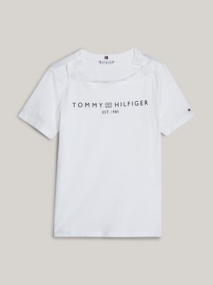 Adaptive Signature Logo Neck Hilfiger T-Shirt | White | Crew Tommy
