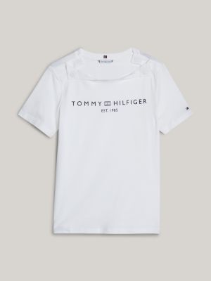 white adaptive logo crew neck t-shirt for women tommy hilfiger