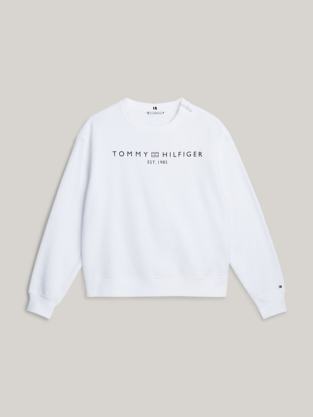 white adaptive signature crew neck regular sweatshirt for women tommy hilfiger
