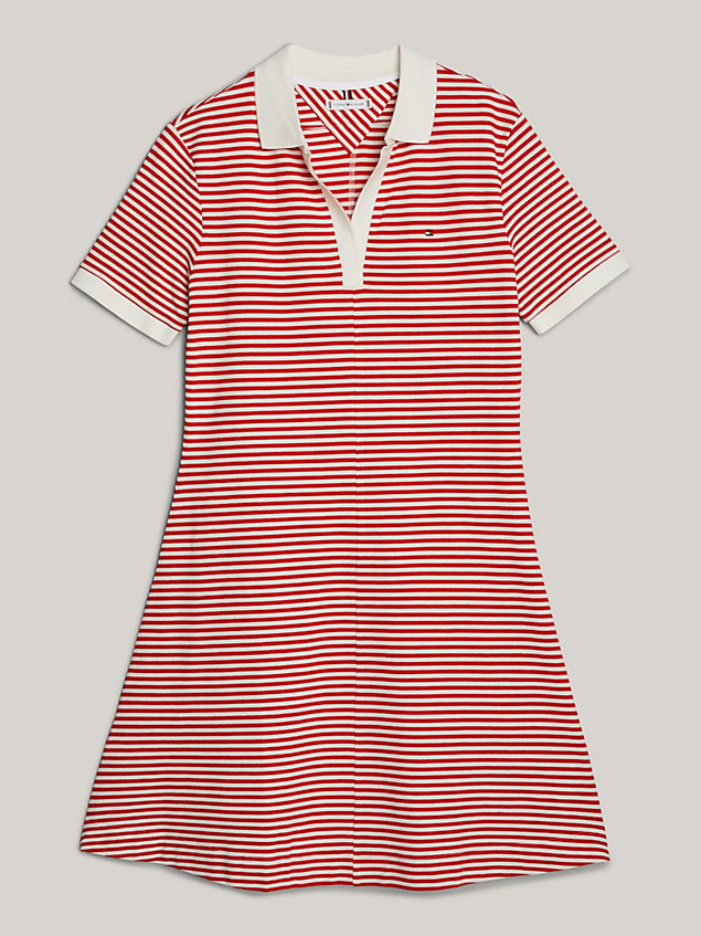 red adaptive fit and flare polo dress for women tommy hilfiger