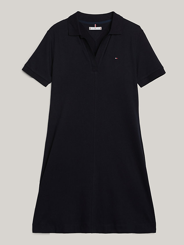 blue adaptive fit and flare polo dress for women tommy hilfiger