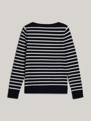 pullover adaptive con scollatura a barca blu da donne tommy hilfiger