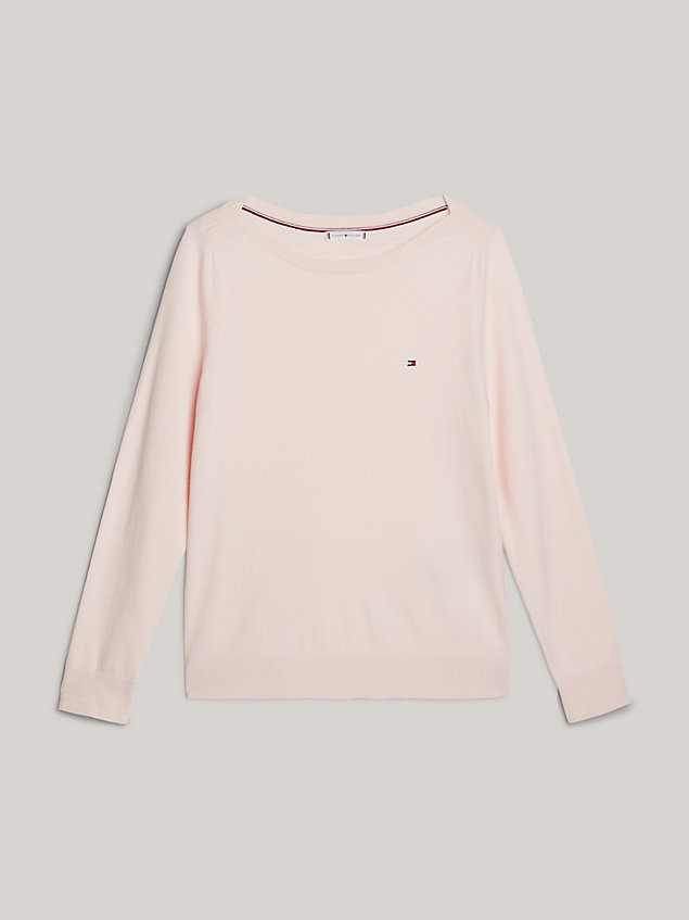 pink adaptive regular fit jersey-pullover für damen - tommy hilfiger