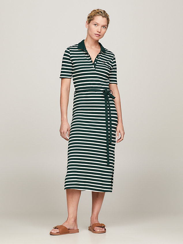 green breton stripe midi polo dress for women tommy hilfiger