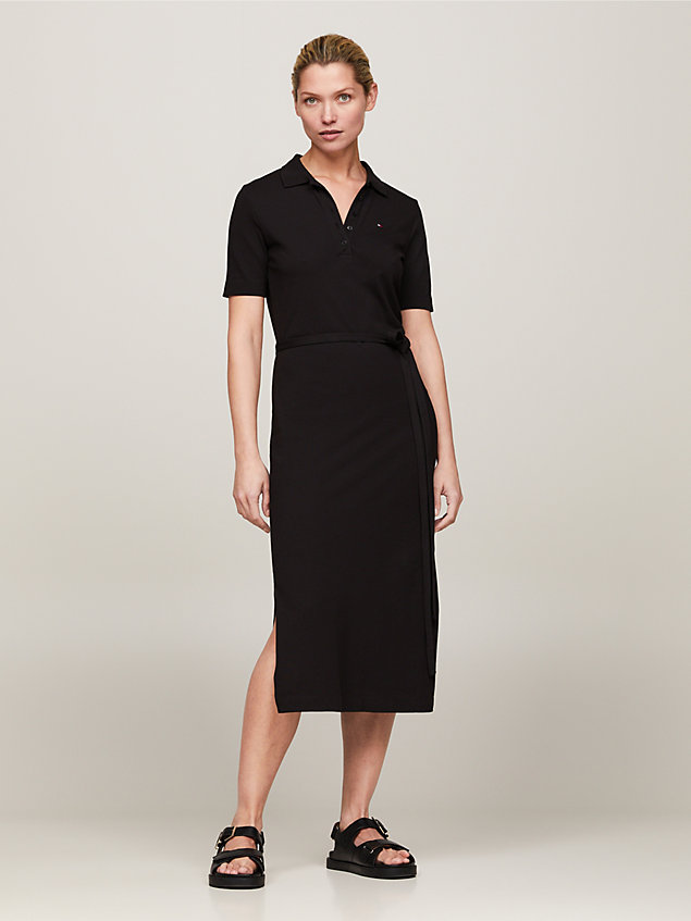 black sukienka polo we wzór w bretońskie paski dla kobiety - tommy hilfiger