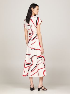 Ribbon stripe best sale midi dress