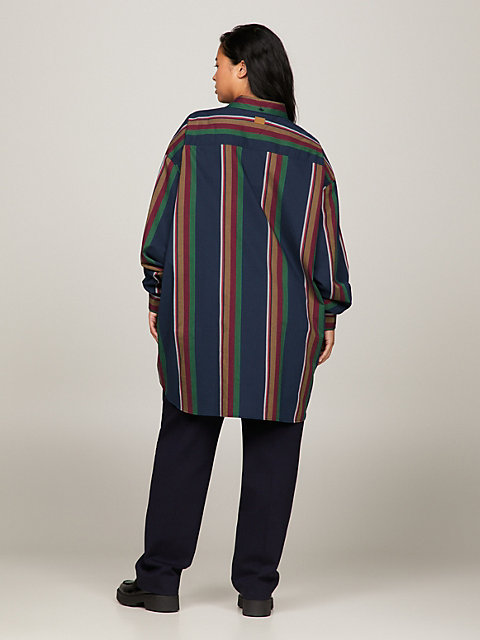 blue tommy x pendleton curve prep new york stripe shirt for women tommy hilfiger