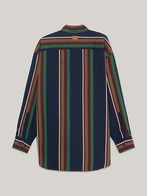 blue tommy x pendleton curve prep overhemd met new york stripe voor dames - tommy hilfiger