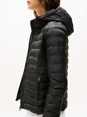 black down-filled hooded zip-thru jacket for women tommy hilfiger