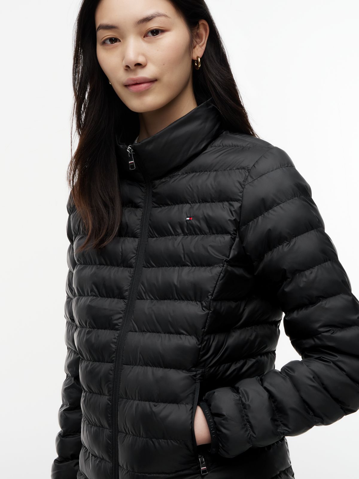Lightweight Padded Hooded Jacket — Black