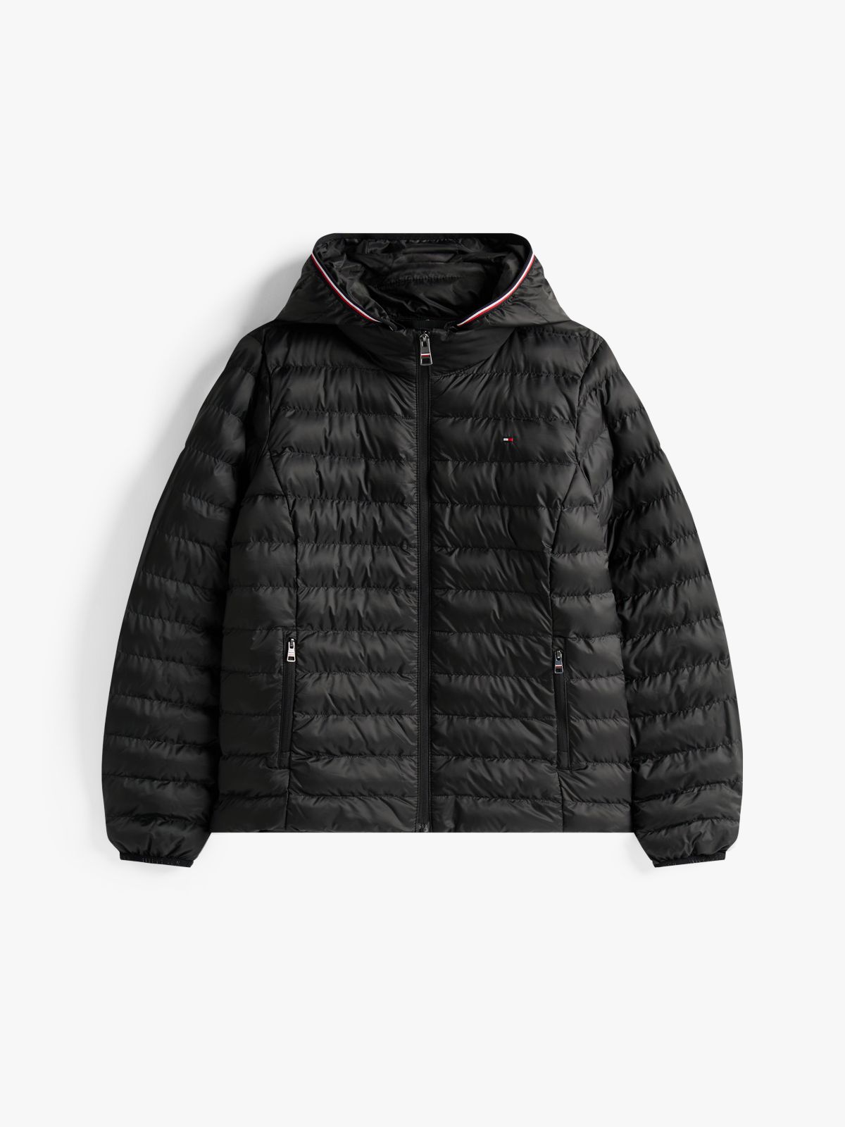 Lightweight Padded Hooded Jacket — Black
