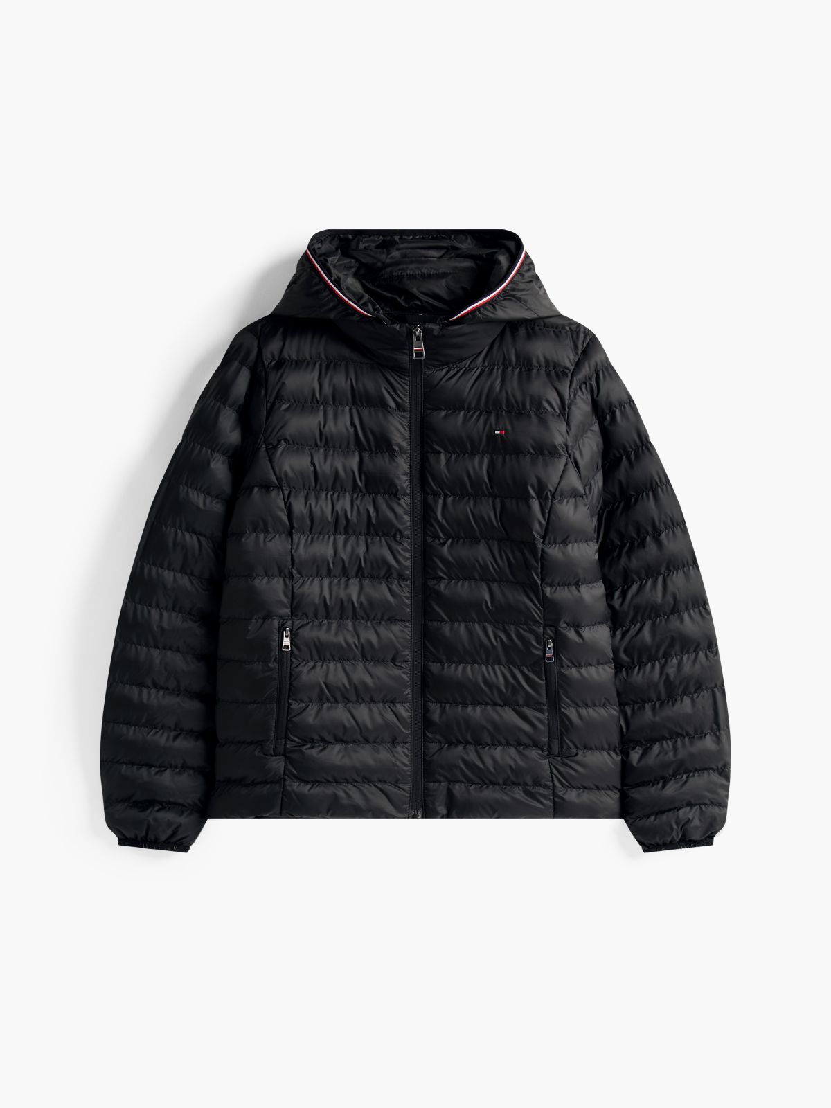 Lightweight Padded Hooded Jacket — Black