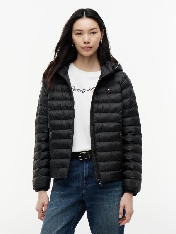 Lightweight Padded Hooded Jacket — Black