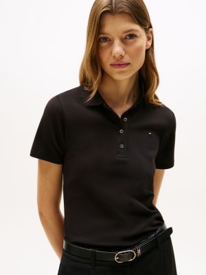 schwarz heritage slim fit poloshirt für damen - tommy hilfiger