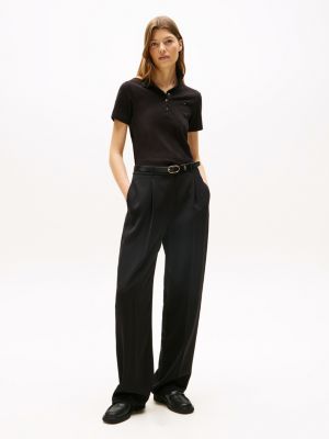 black heritage slim fit polo shirt for women tommy hilfiger