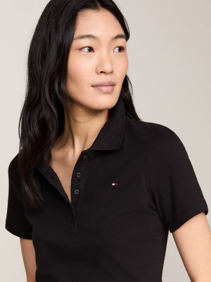 schwarz heritage slim fit poloshirt für damen - tommy hilfiger