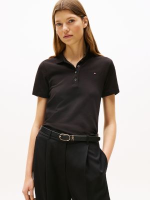 black heritage slim fit poloshirt für damen - tommy hilfiger