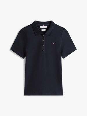 polo heritage de corte slim azul de mujeres tommy hilfiger