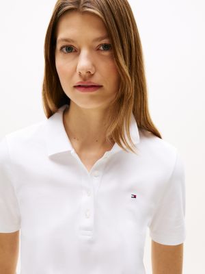 wit heritage slim fit poloshirt voor dames - tommy hilfiger