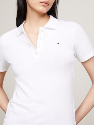 wit heritage slim fit poloshirt voor dames - tommy hilfiger