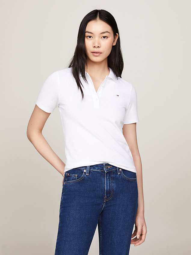 white heritage slim fit polo shirt for women tommy hilfiger
