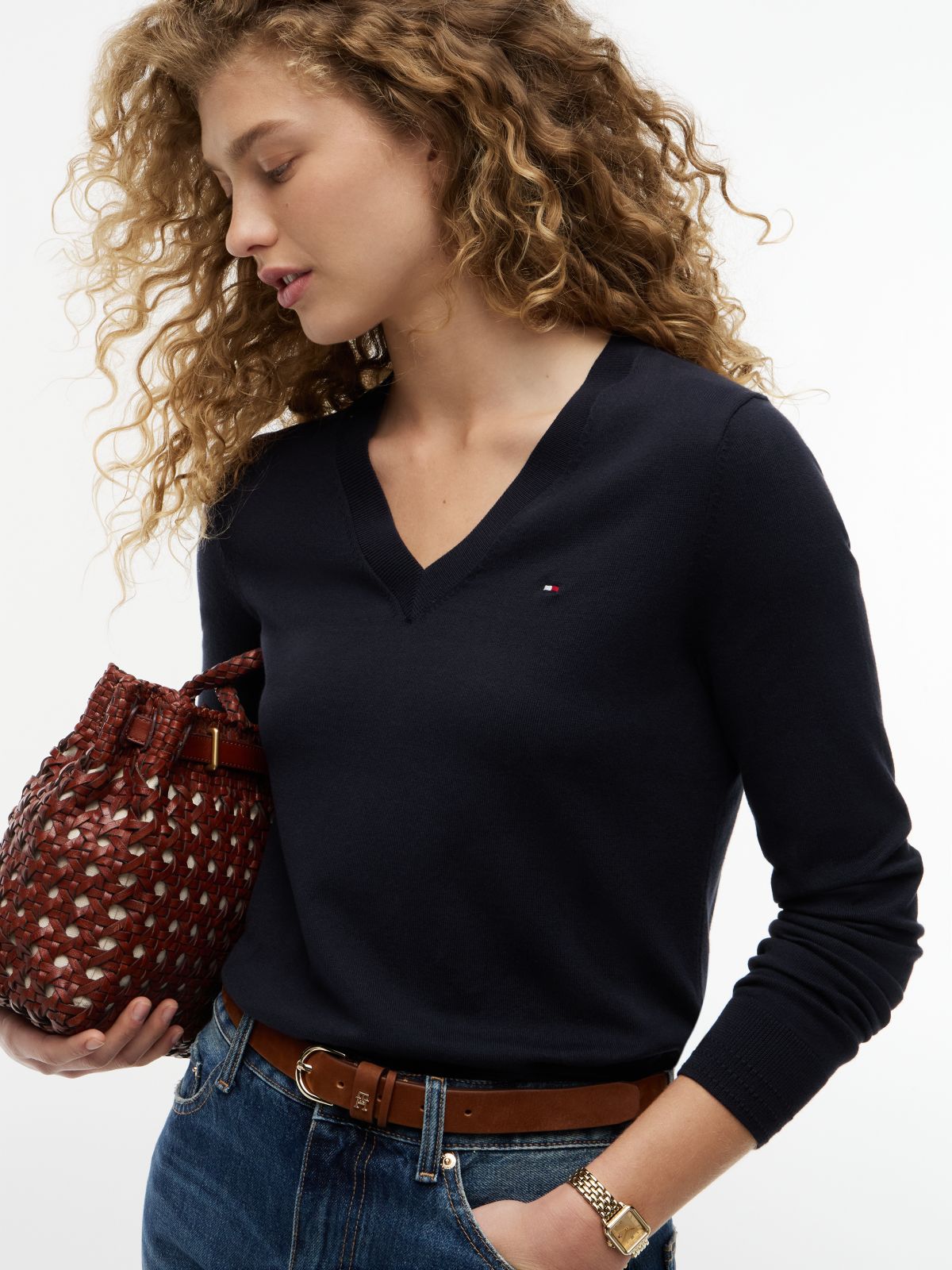 Heritage V-Neck Jumper — Blue