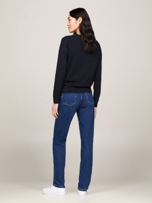 blau heritage pullover mit v-ausschnitt für damen - tommy hilfiger