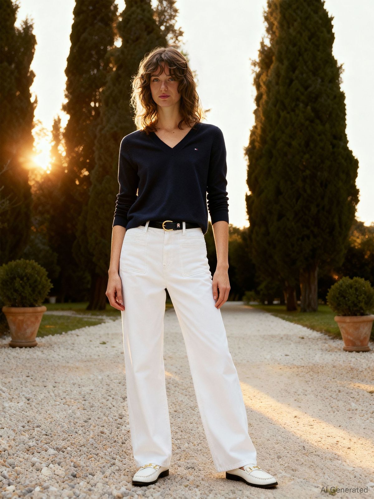 Heritage V-Neck Jumper — Blue