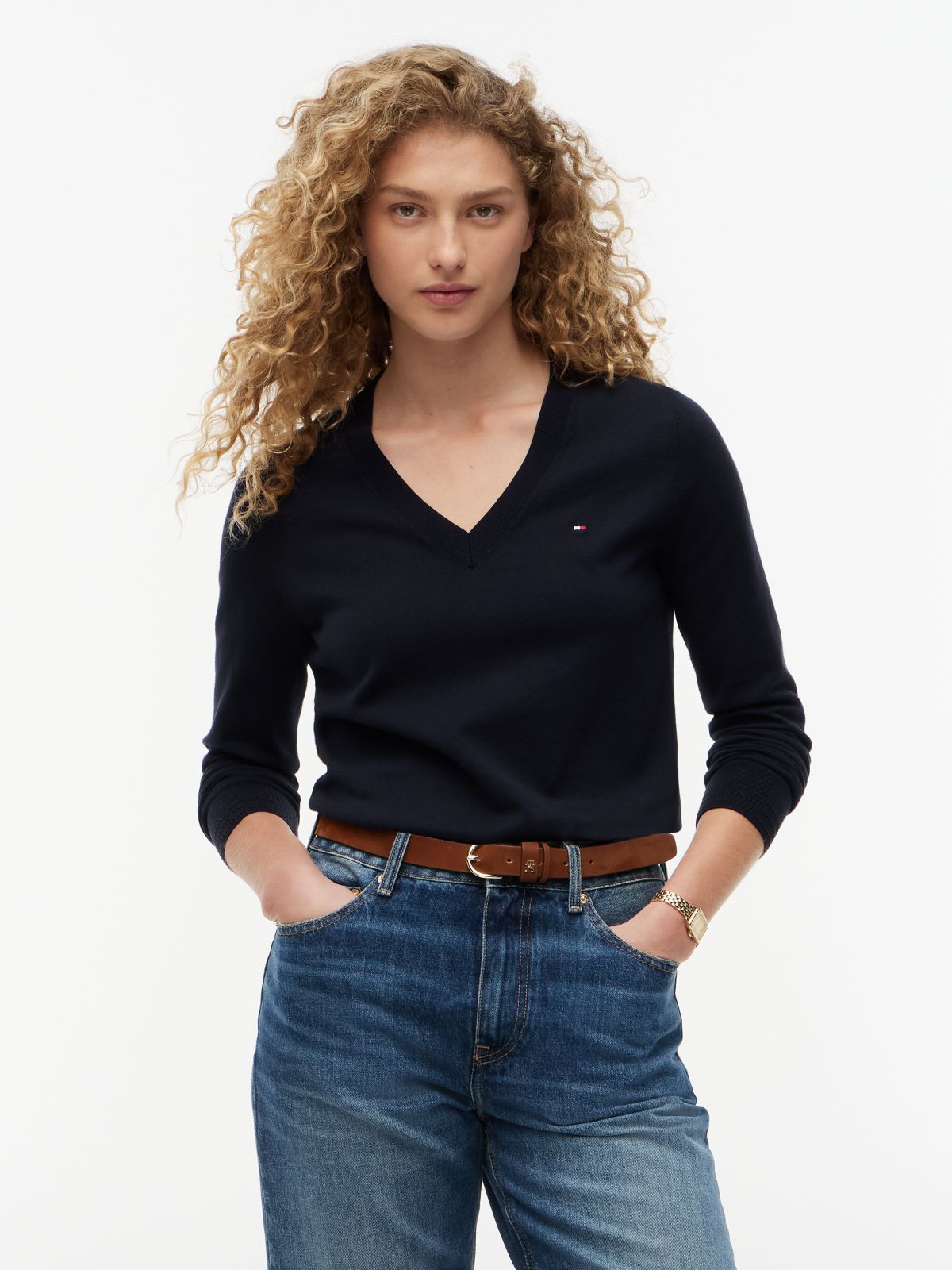 Heritage V-Neck Jumper — Blue