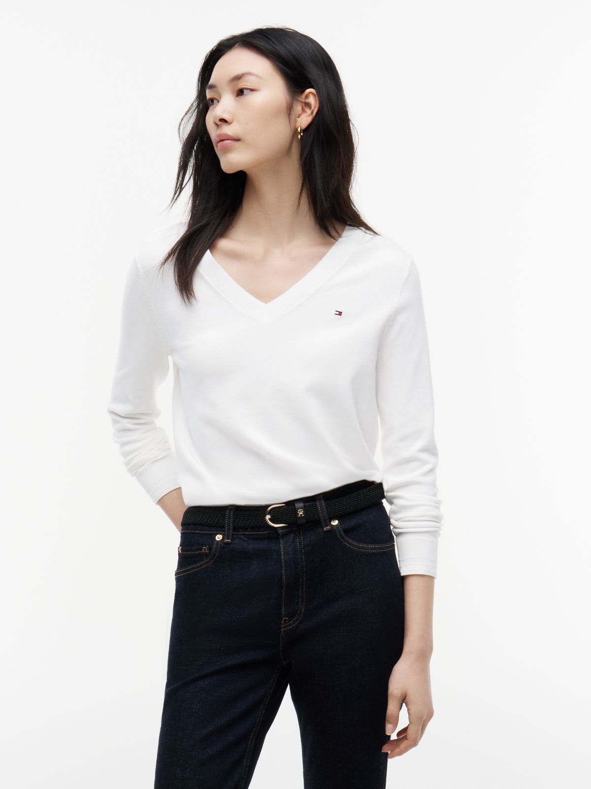 Heritage V-Neck Jumper — White