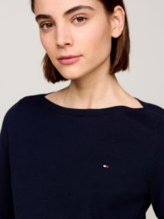 Boat Neck Jersey Jumper — Blue 4