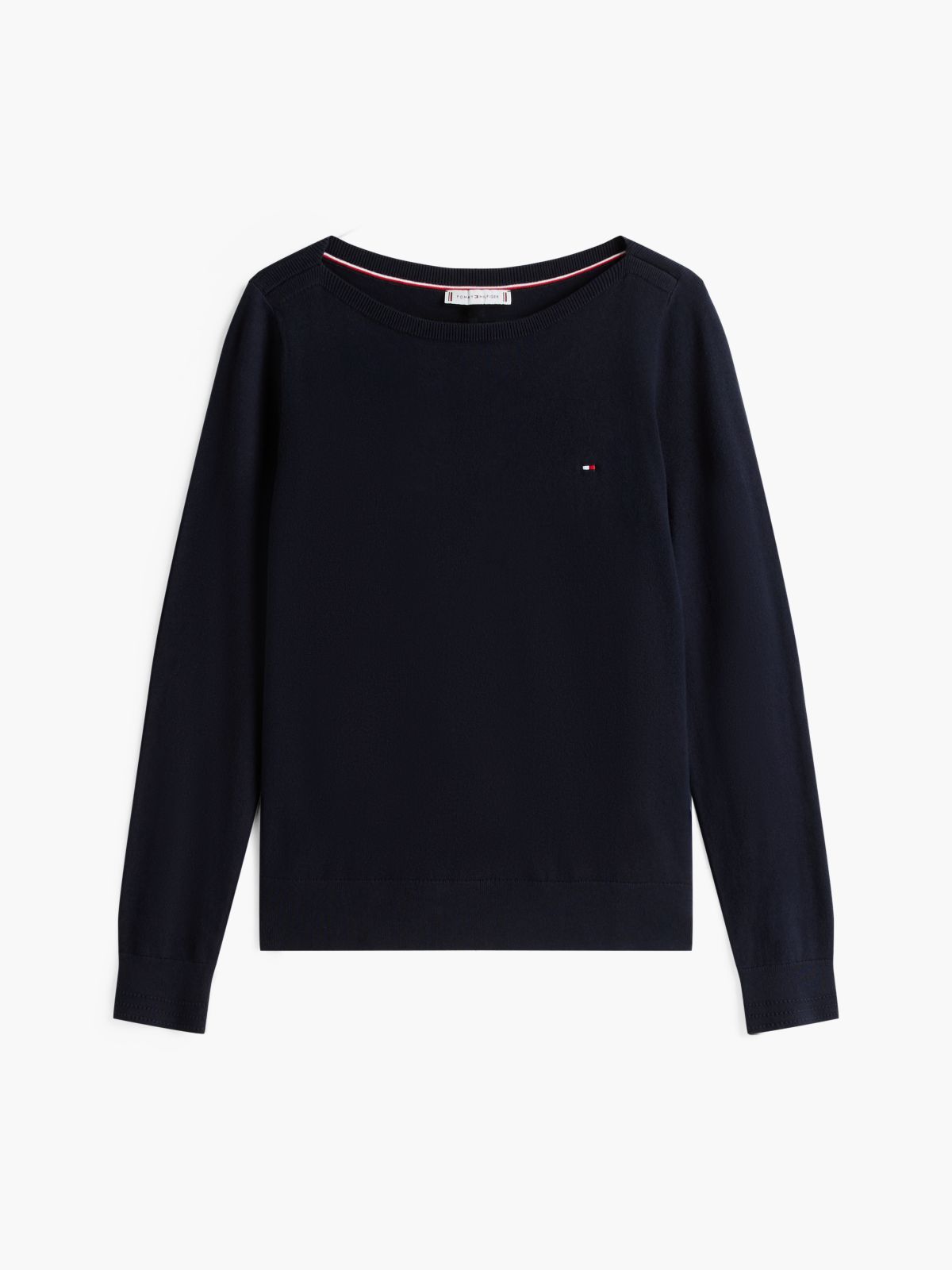 Boat Neck Jersey Jumper — Blue