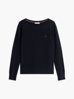 Boat Neck Jersey Jumper — Blue 8
