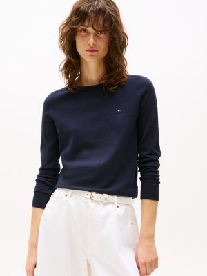 sweat en jersey à col bateau blue pour femmes tommy hilfiger