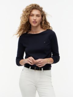 Boat Neck Jersey Jumper — Blue 1