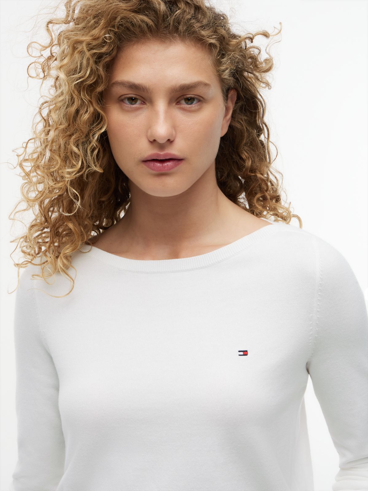 Boat Neck Jersey Jumper — White