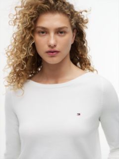 Boat Neck Jersey Jumper — White 3
