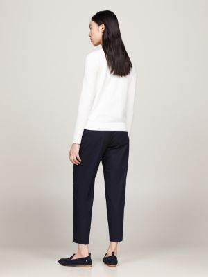 white boat neck jersey sweatshirt for women tommy hilfiger