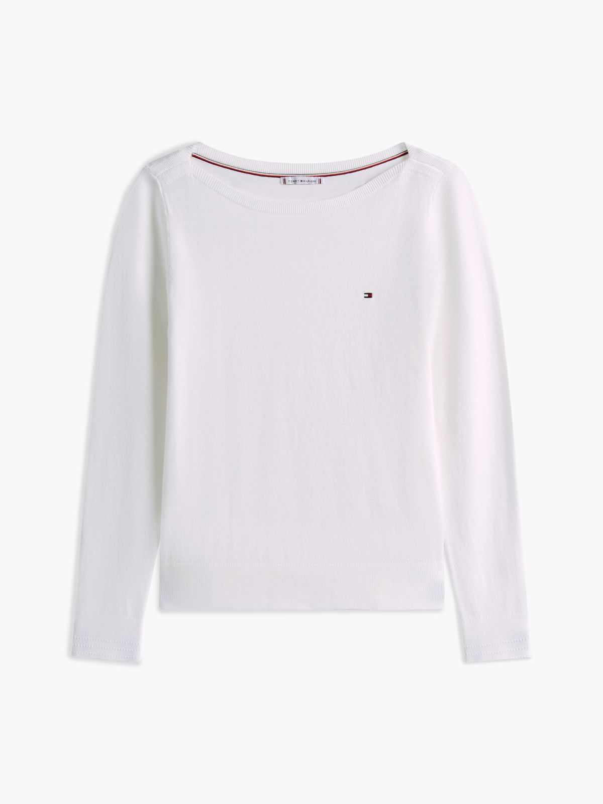 Boat Neck Jersey Jumper — White