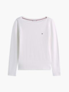 Boat Neck Jersey Jumper — White 8