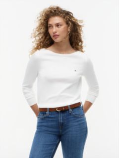 Boat Neck Jersey Jumper — White 1
